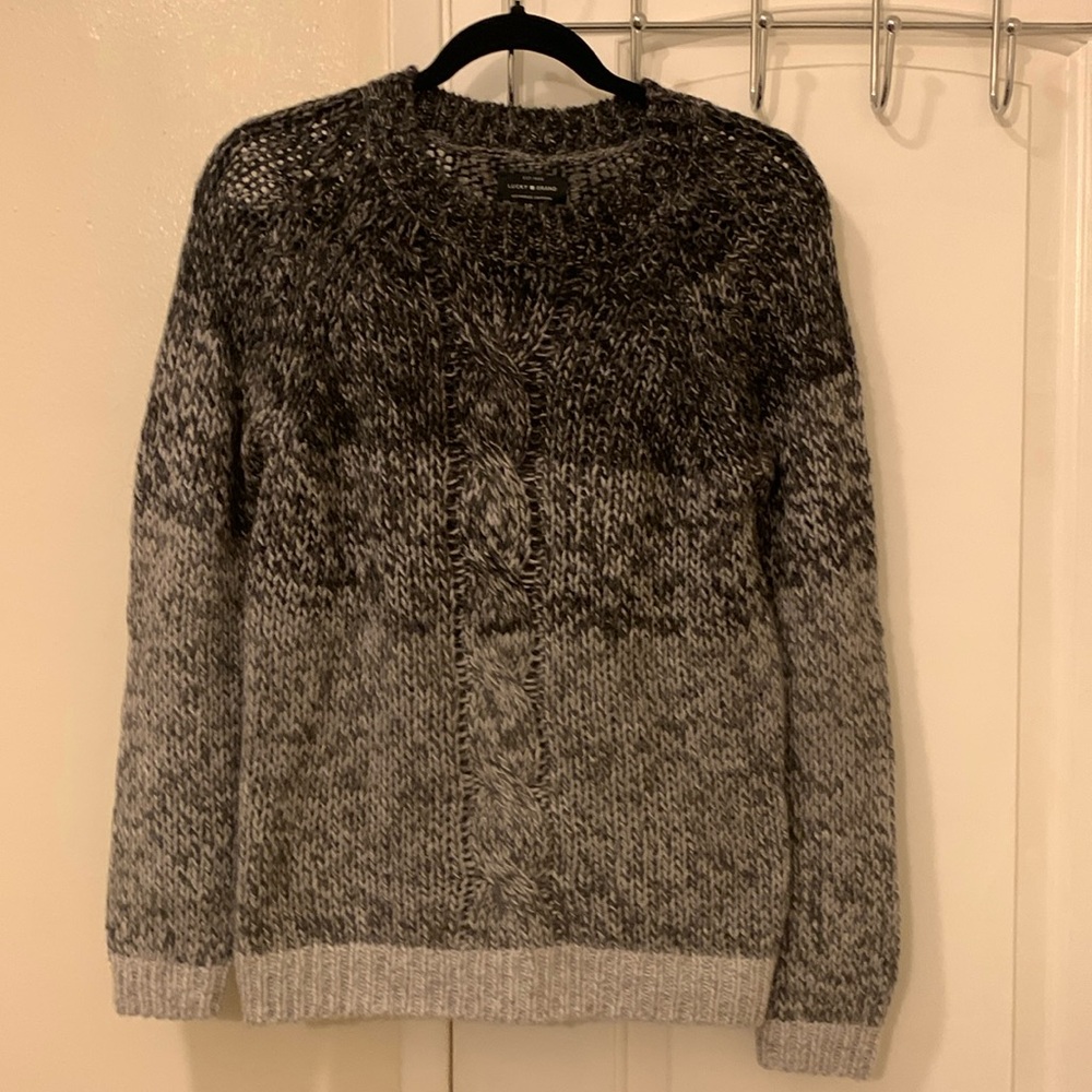 Lucky Brand Sweater Womens Size S/P Gray Black Striped
